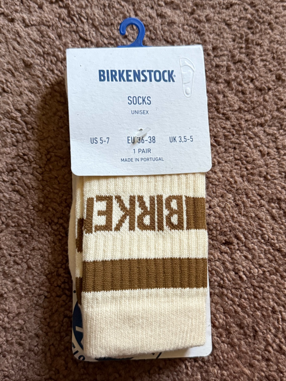 Birkenstock Cream Low-Cut Sock with Brown Logo